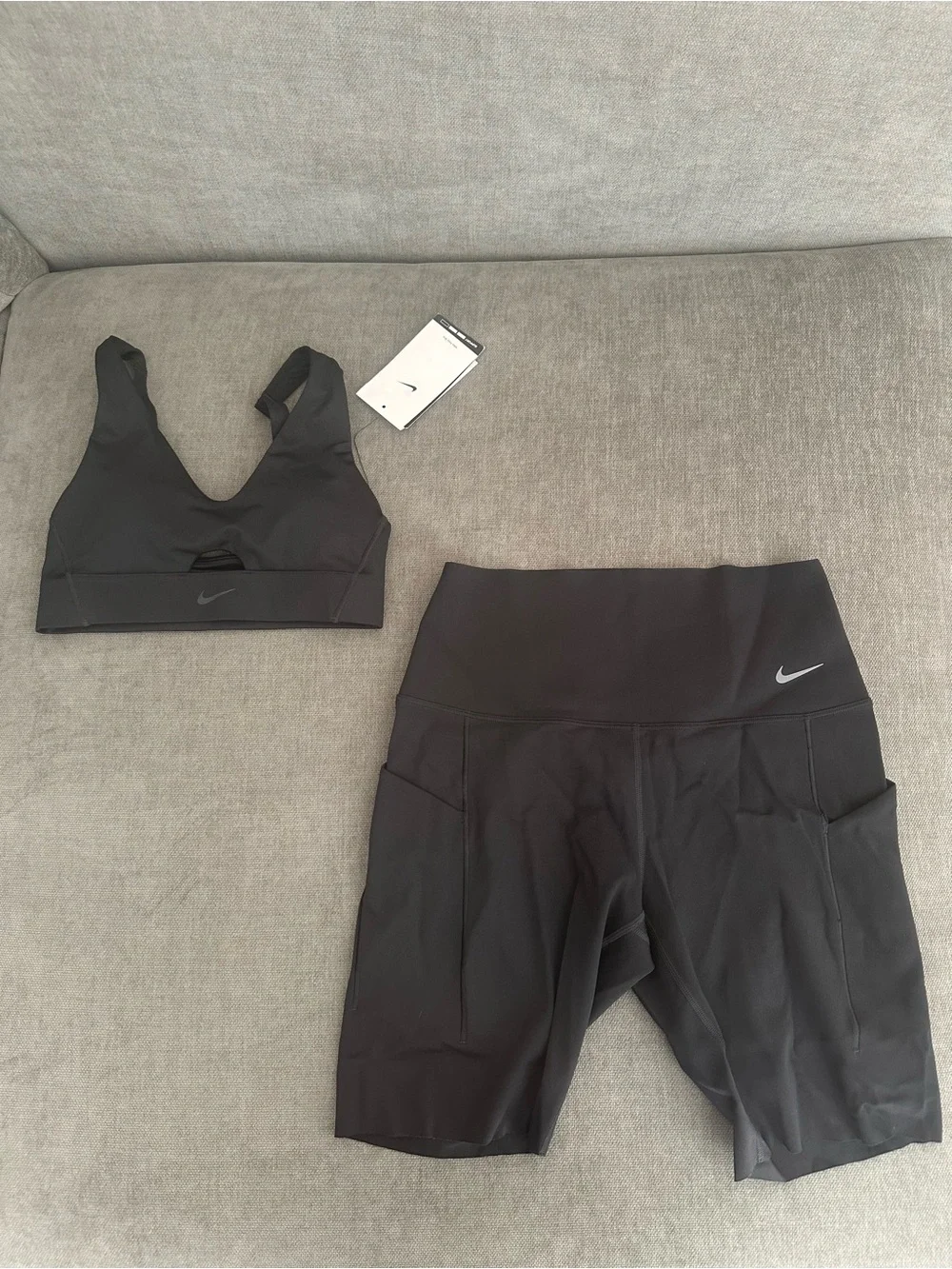 Nike Black Supportive Sports Bra and High-Waist Bike Shorts